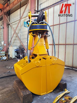 ヘビーデューティ 1.2m3 回転可能な二重シリンダークラムシェルバケット 21-24Ton 掘削機 PC210 SH240 EX220 掘削機の読み込み砂石泥浚渫川清掃土木作業用油圧グラップルバケット