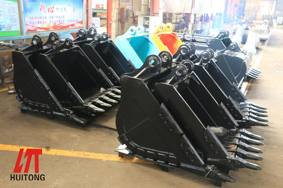 新しいQ355と黄色い掘削機ロックバケツ